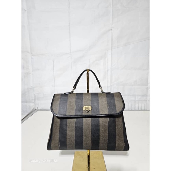 Authentic Fendi Vintage Convertible Pequin Top Handle Tote - Picture 1 of 10